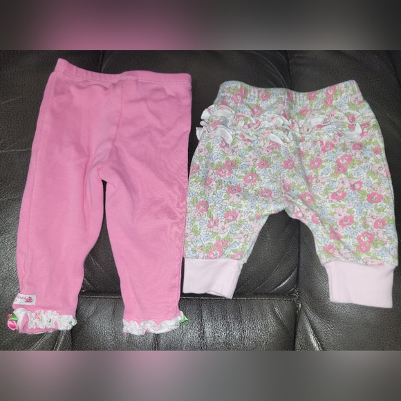 🌸 Baby Girl Pink Cotton Floral Pants Bundle Guess Laura Ashley 0-3 & 3-6 Months - Picture 5 of 7